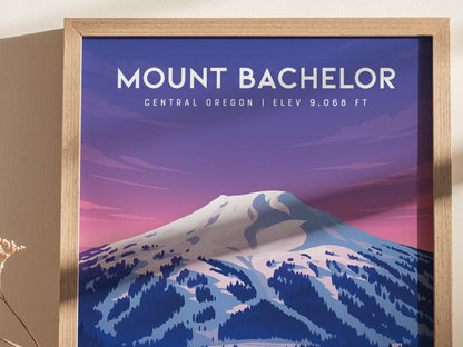 Mount Bachelor Poster | Oregon Cascade Minimalist Wall Art