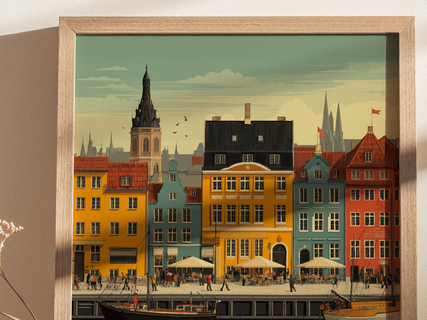Copenhagen Denmark Poster | Nyhavn Harbor Wall Art | Framed or Unframed