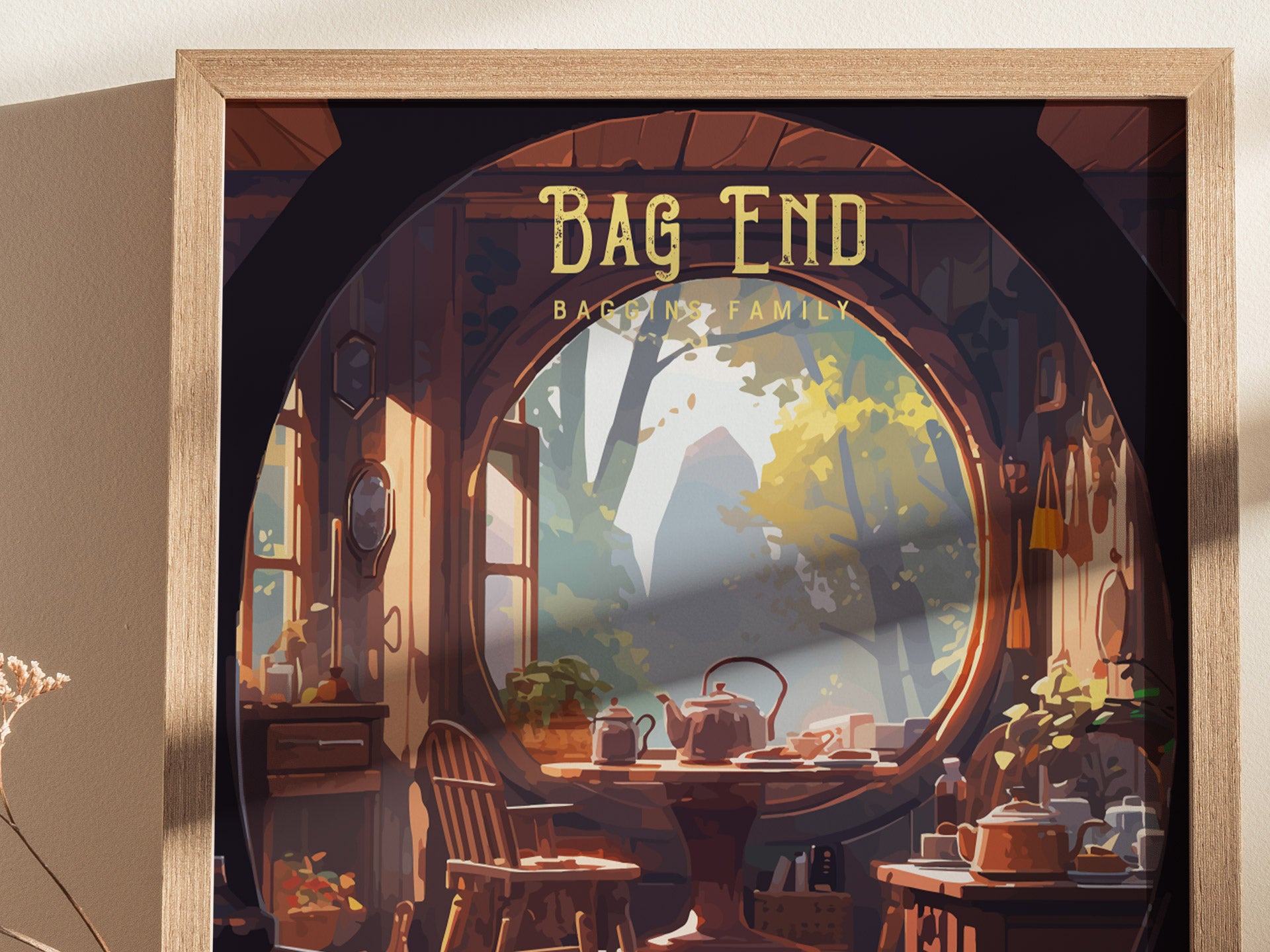 Bag End Hobbit Hole Poster | The Shire LOTR Tolkien Wall Art | Framed or Unframed