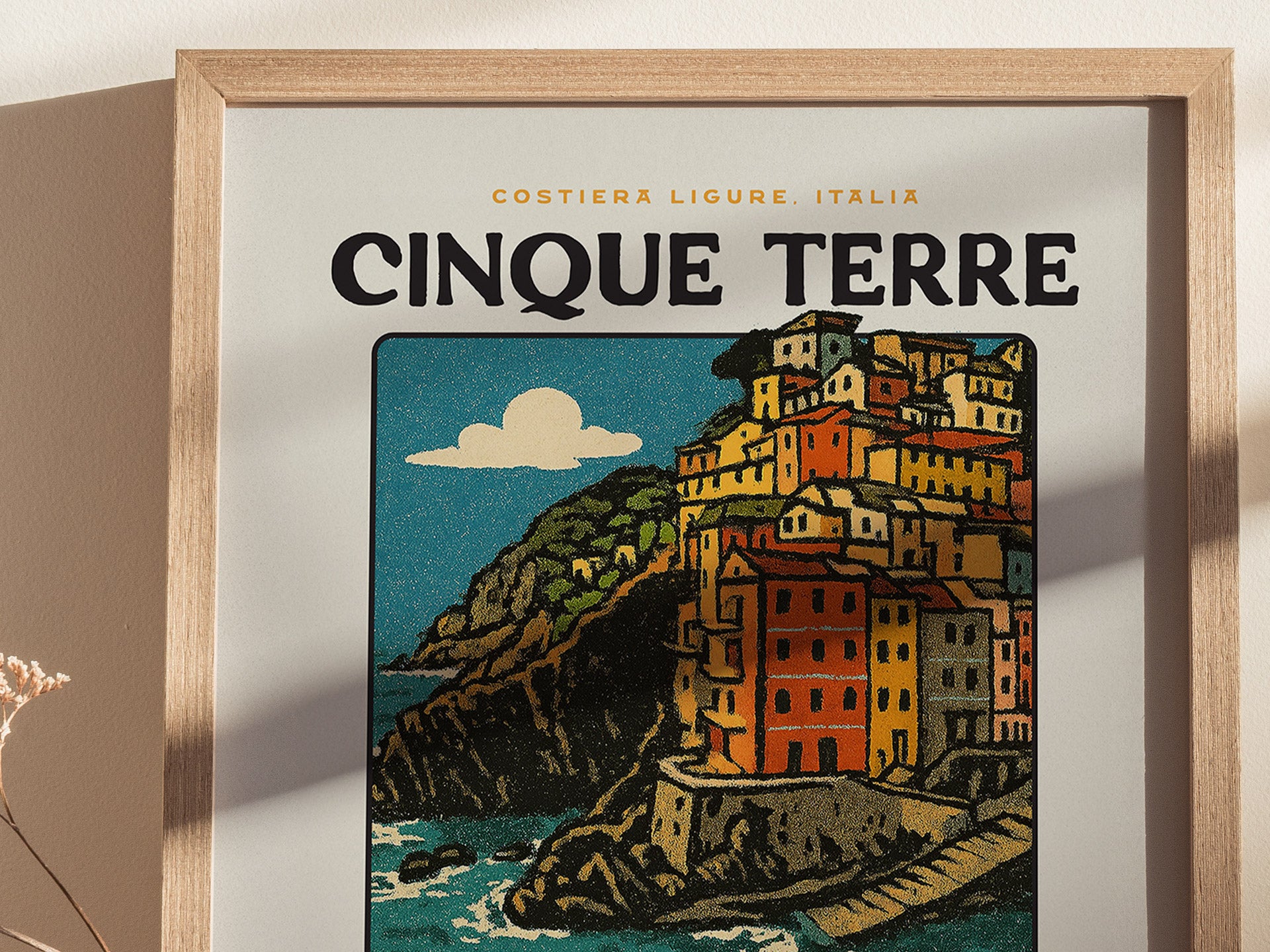 Cinque Terre Vintage Travel Poster | Italian Riviera Coastal Village Wall Art