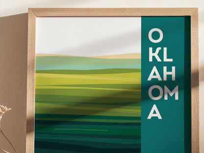 Oklahoma Sooner State Poster | Abstract Tallgrass Prairie Wall Art Print