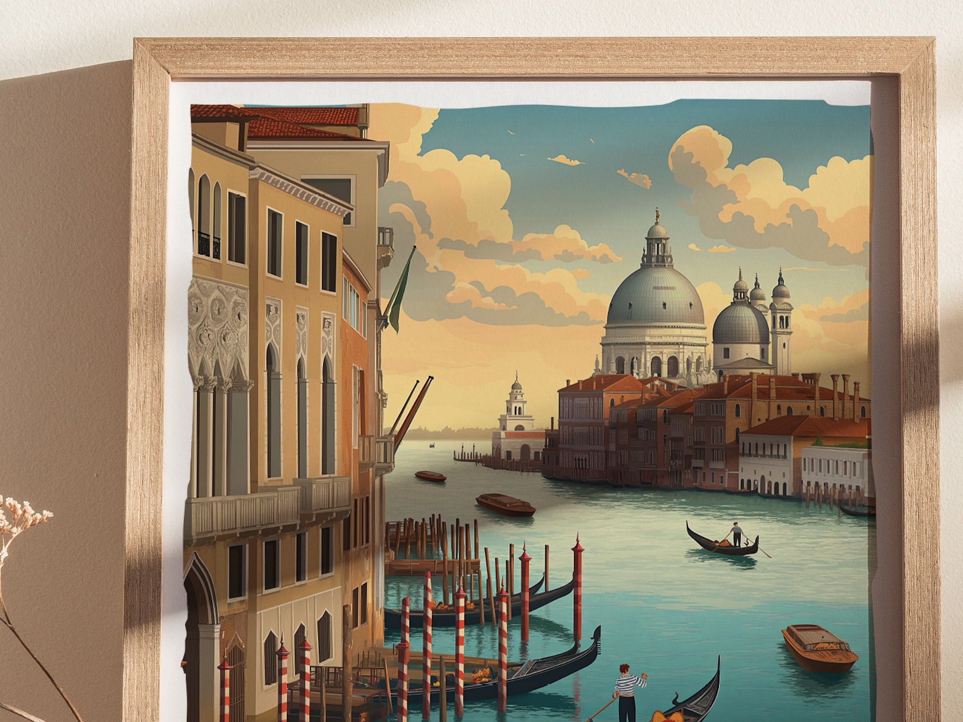 Venice Italy Poster | Canal Gondola Travel Art | Framed or Unframed