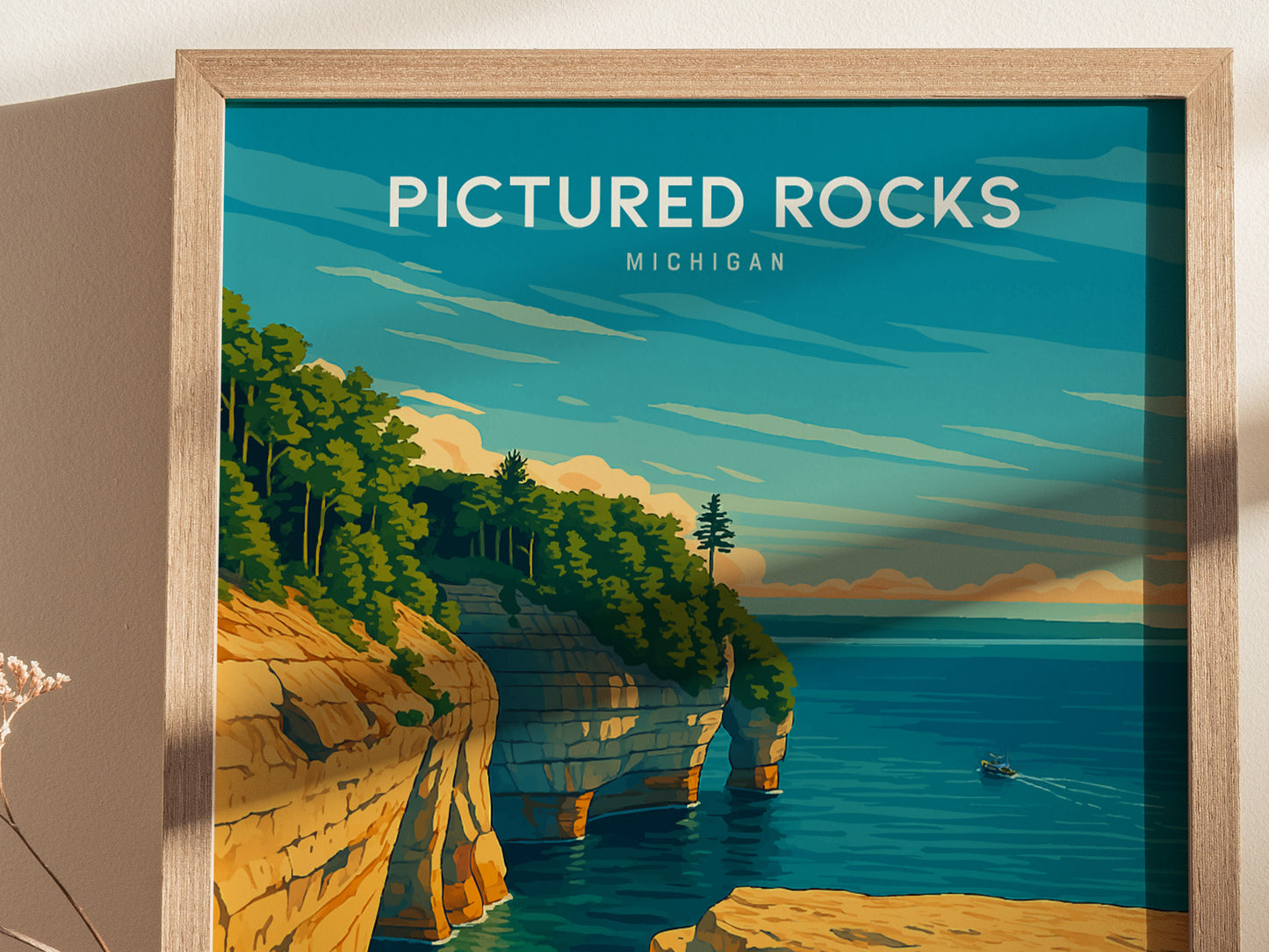 Pictured Rocks Michigan Poster | Lake Superior Wall Art Print