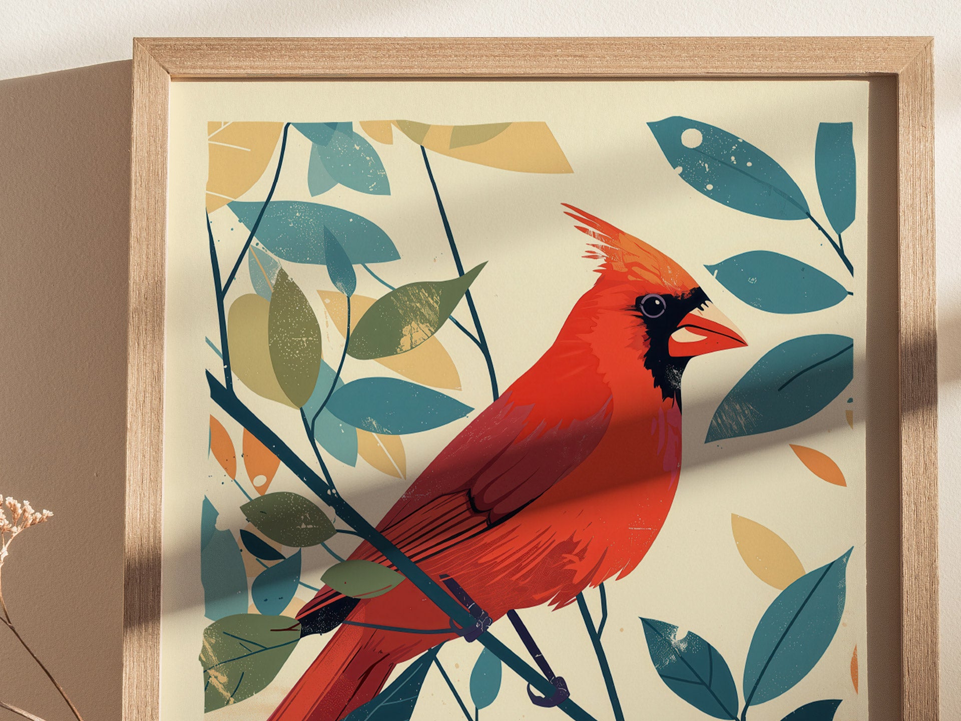 Northern Cardinal Poster | Trendy Modern Bird Wall Art