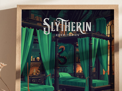 Slytherin Poster | Harry Potter Hogwarts Dorm Art | Wizarding World Gift