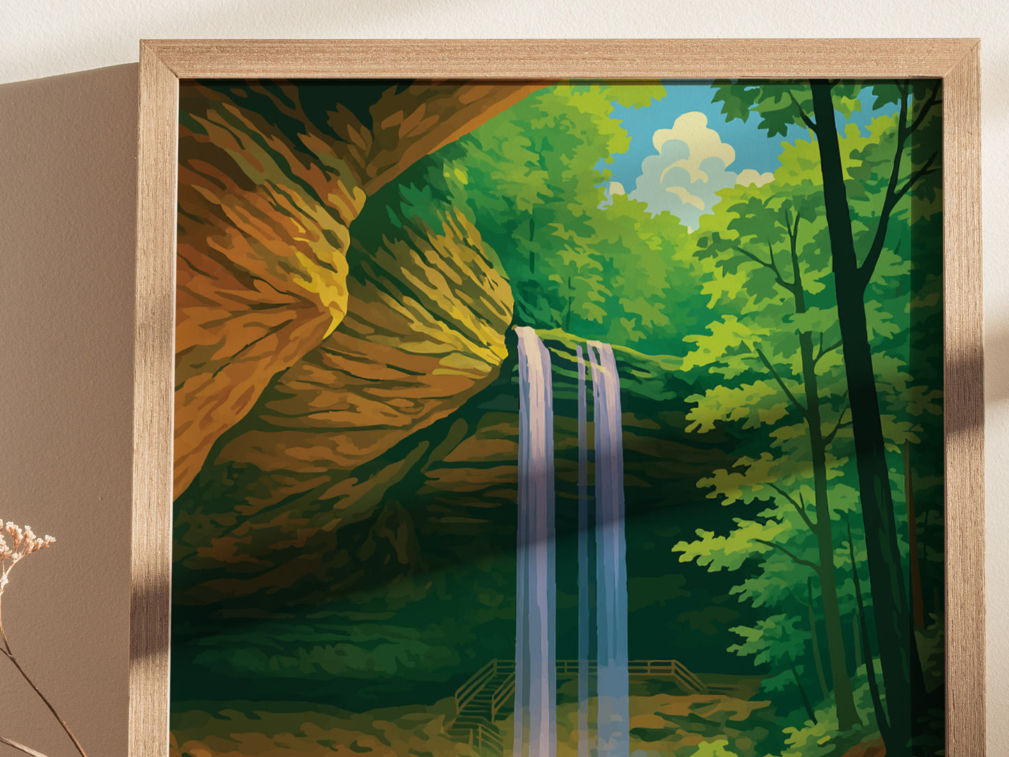 Ash Cave Hocking Hills Poster | Ohio Waterfall Nature Trail Wall Art