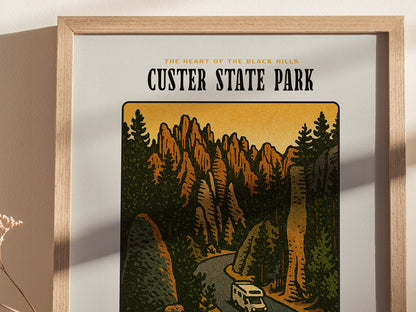 Custer State Park Vintage Poster | South Dakota Black Hills Wall Art