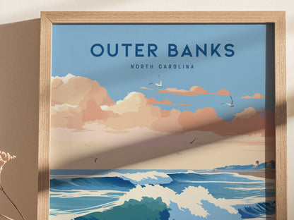 Outer Banks Surf Poster | North Carolina Beach Wall Art Print