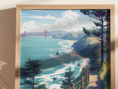 Lands End Trail Poster | San Francisco Coastal Hike Wall Art