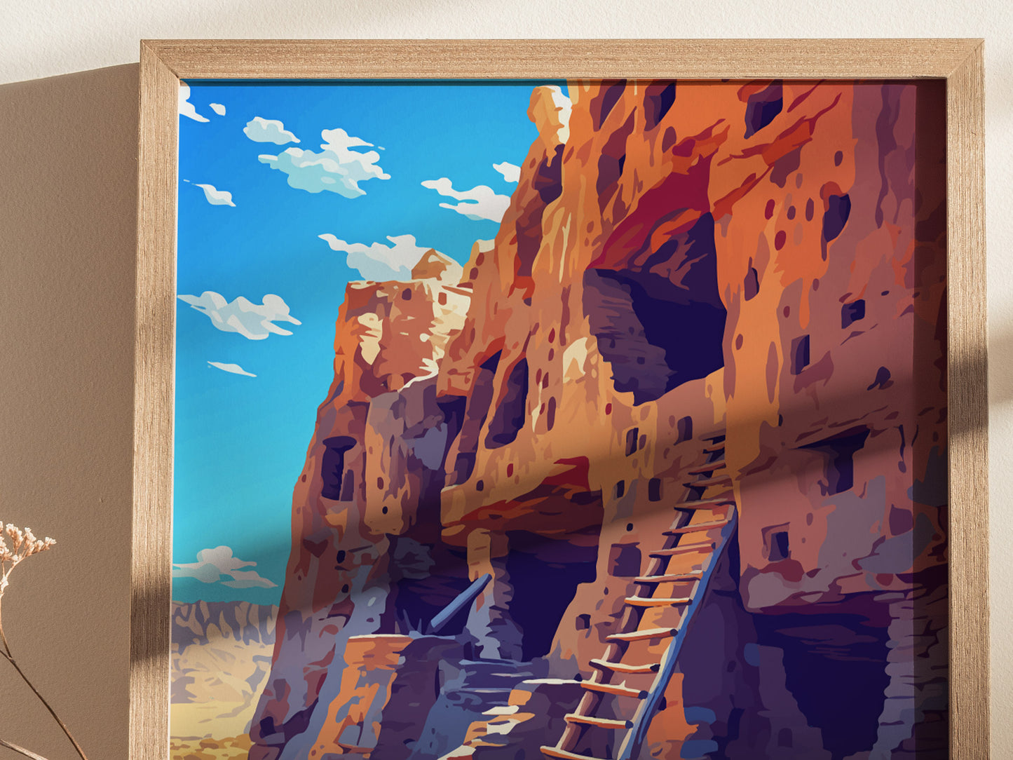 Bandelier National Monument Poster | New Mexico Pueblo Ruins Southwest Wall Art | Framed or Unframed