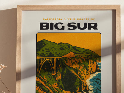 Big Sur Vintage Travel Poster | California Pacific Coast Highway Wall Art