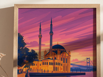 Ortakoy Mosque Istanbul Poster | Bosphorus Bridge Wall Art