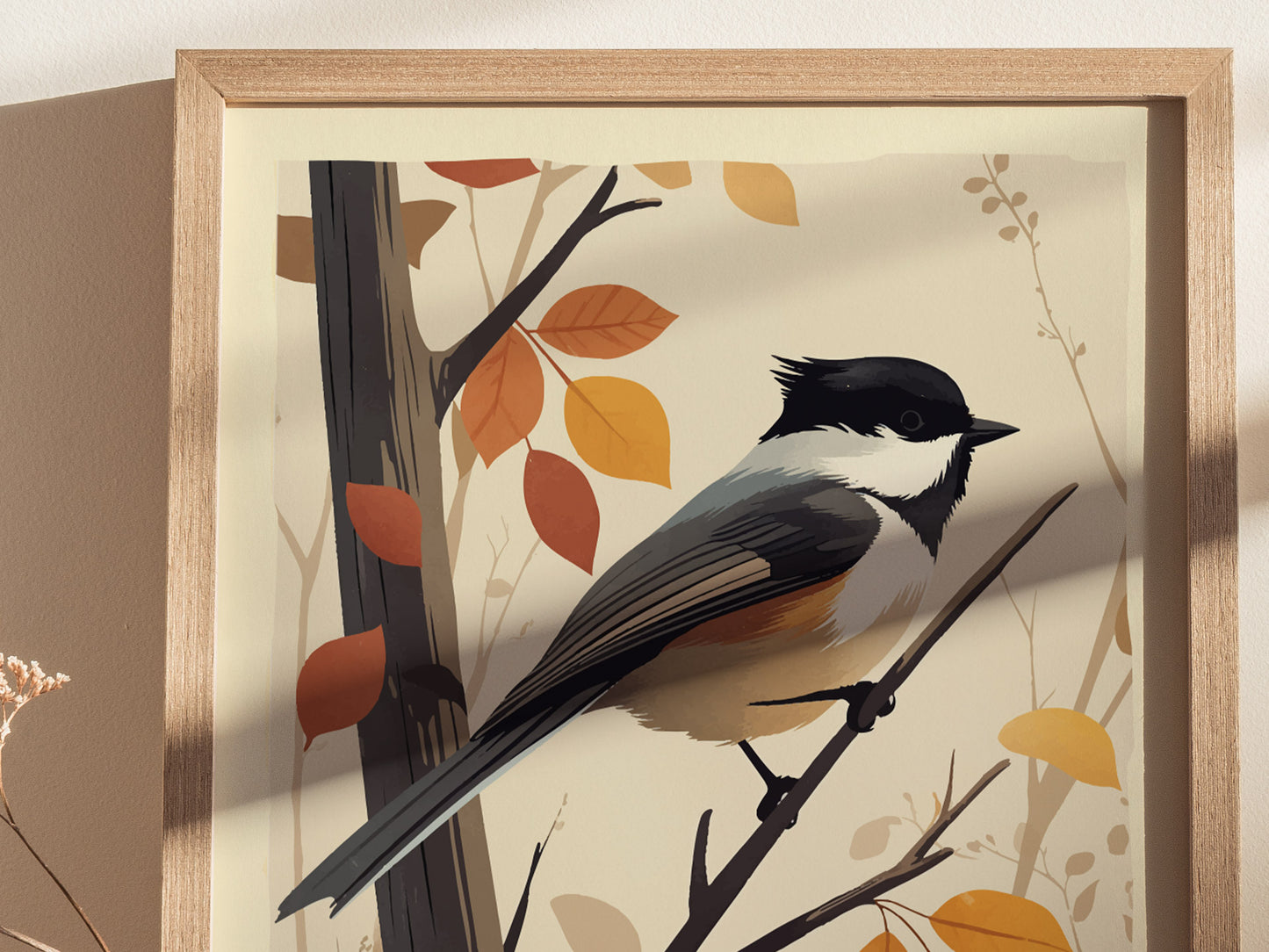 Black-Capped Chickadee Audubon Print | Modern Bird Lover Wall Art | Framed of Unframed