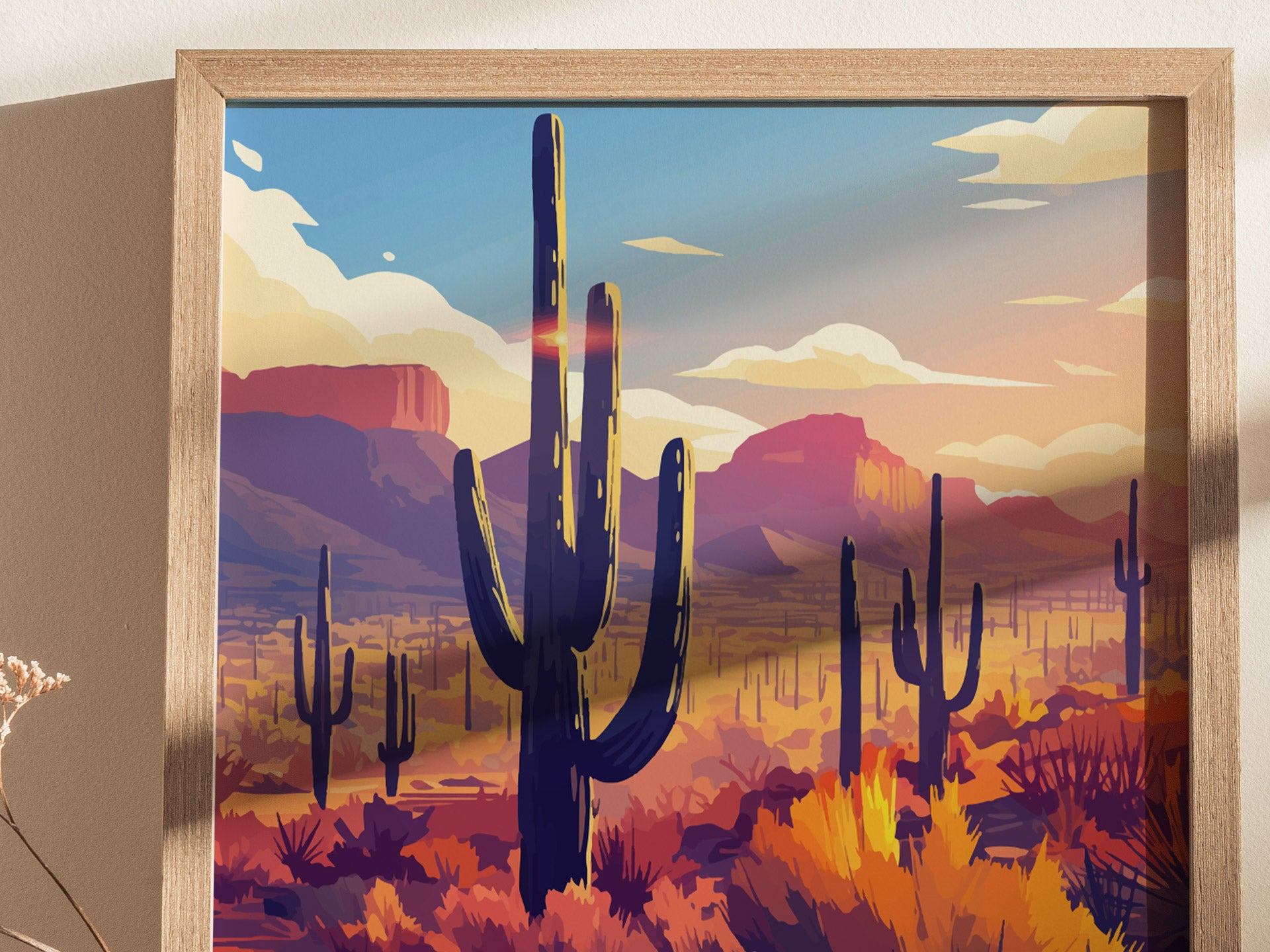 Saguaro National Park Poster | Arizona Desert Art | Sonoran Cacti Landscape