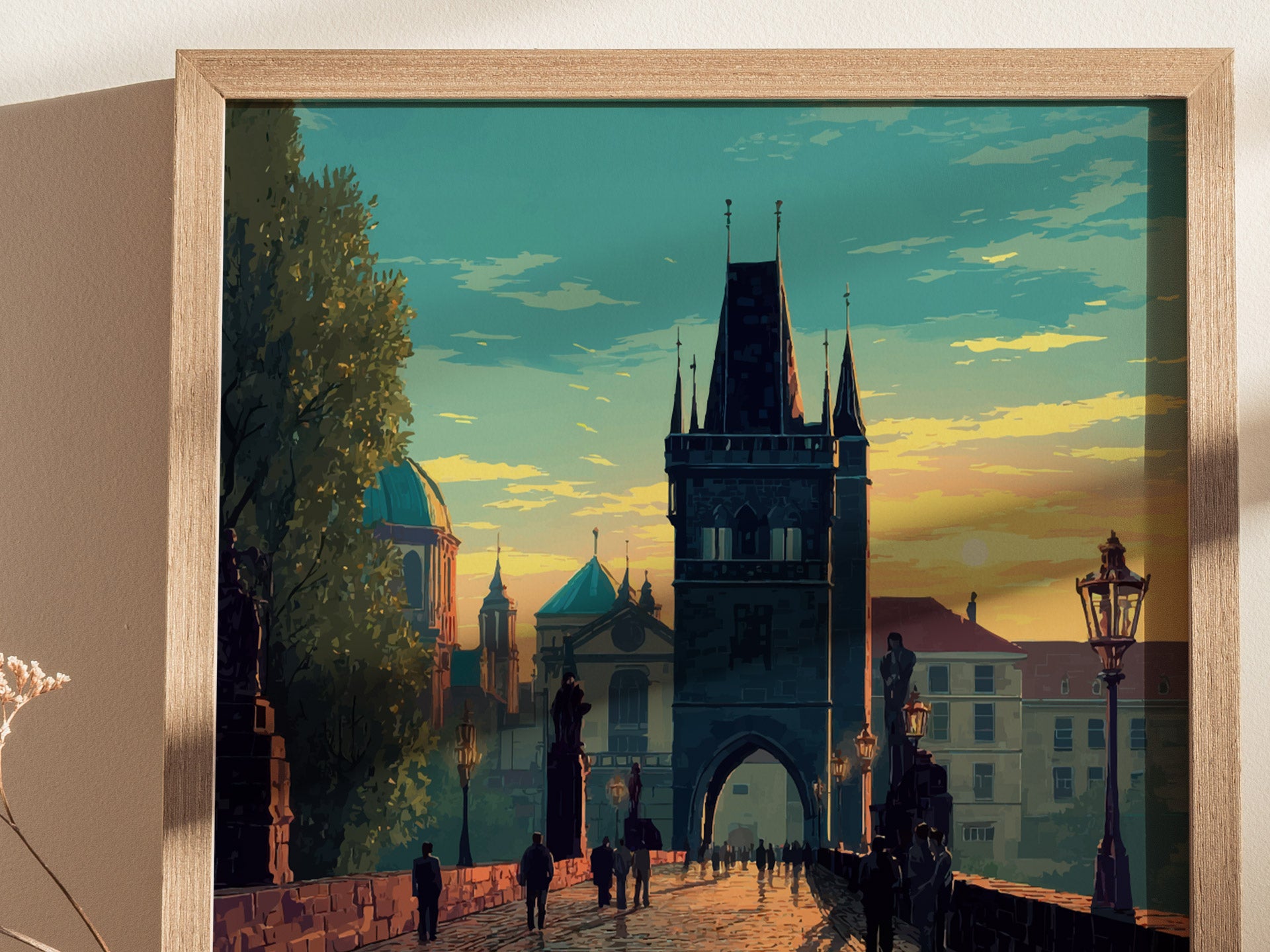 Prague Poster | Charles Bridge Sunset Art | Czech Republic Travel