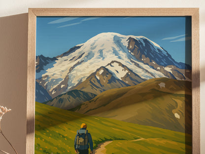 Burroughs Mountain Trail Poster | Mount Rainier National Park Wall Art Print | Framed or Unframed