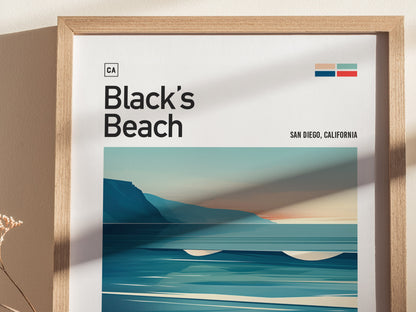 Black's Beach Surf Spot Poster | La Jolla California Surfer Wall Art | Framed or Unframed