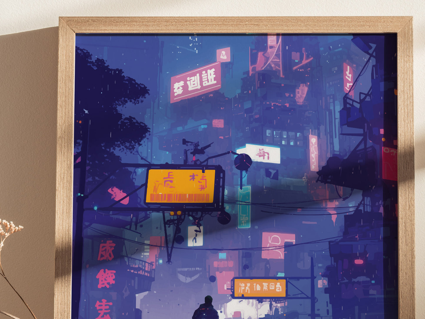 Kabuki Cyberpunk Poster | Night City Neon Market Wall Art