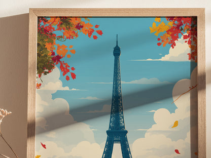 Eiffel Tower Paris Poster | France Landmark Wall Art | Framed of Unframed