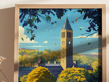 Cornell University Poster | Ithaca NY Campus Wall Art | Framed or Unframed