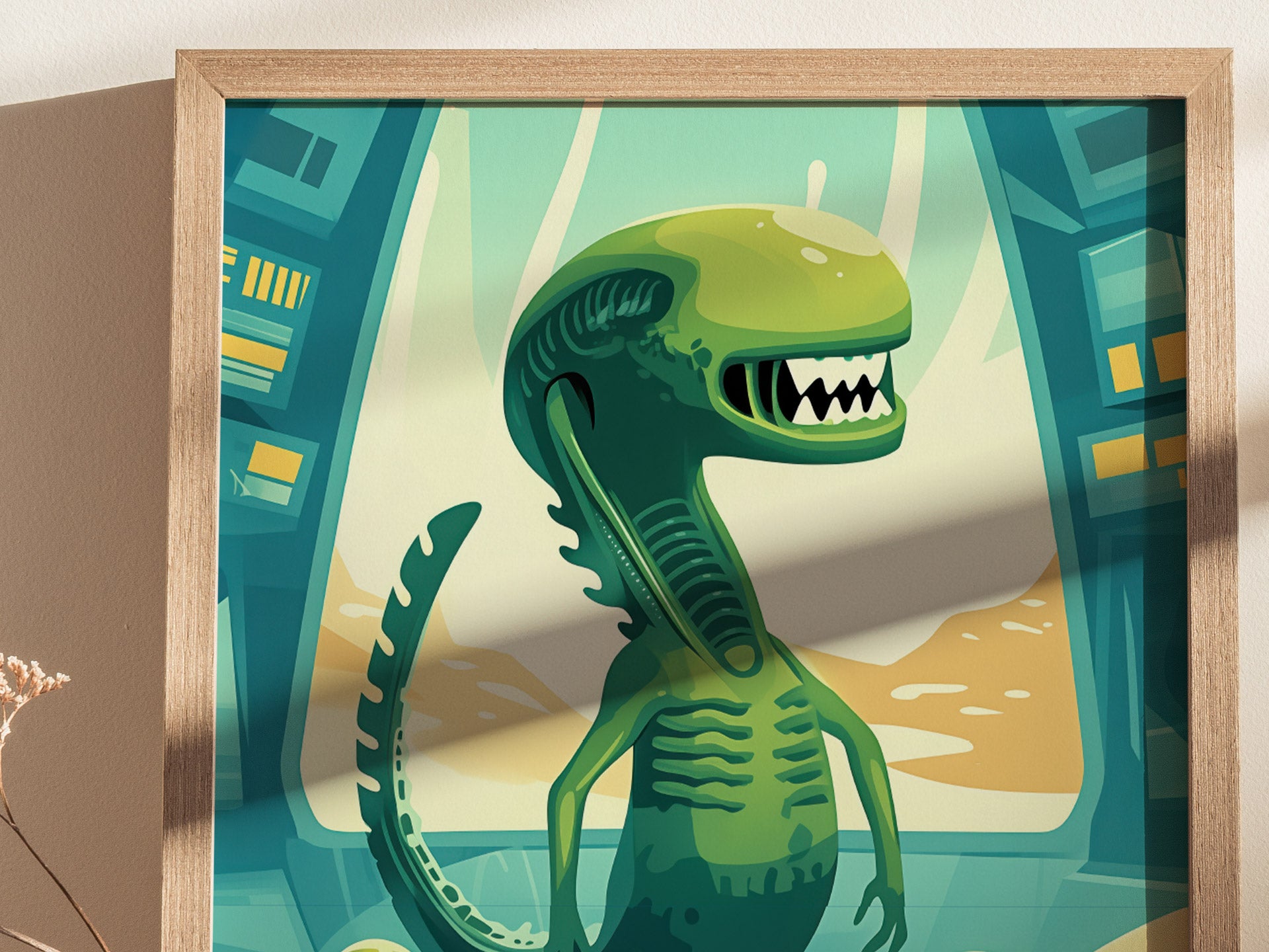 Cute Alien Xenomorph Poster | Kids Room Sci-Fi Creature Wall Art | Framed or Unframed