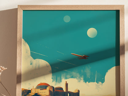 Star Wars Tatooine Poster | Retro Sci-Fi Travel Wall Art Gift