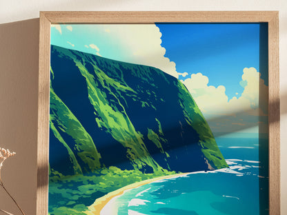 Waipio Valley Poster | Big Island Hawaii Art Valley of Kings Lookout