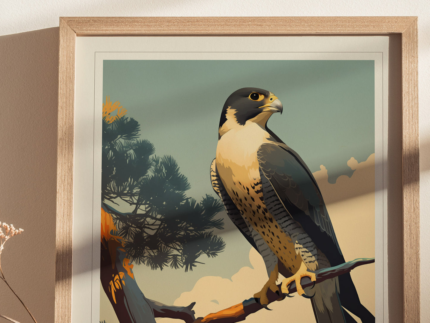 Peregrine Falcon Poster | Modern Audubon Bird of Prey Wall Art Print