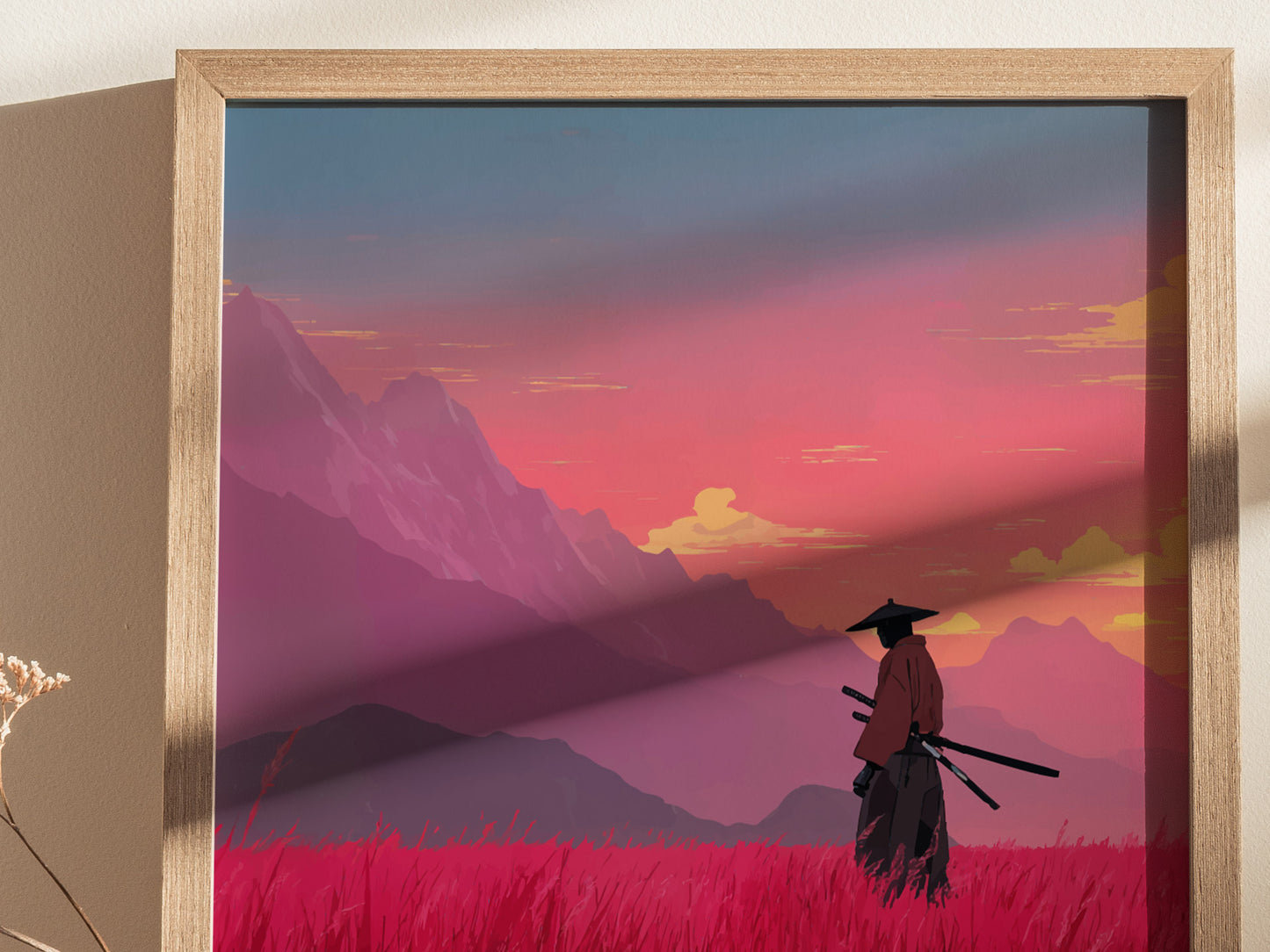 Aso-Kuju National Park Poster | Japan Samurai Travel Print Wall Art | Framed or Unframed