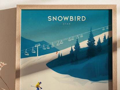 Snowbird Utah Poster | Vintage Ski Resort Art | Wasatch Mountain Print