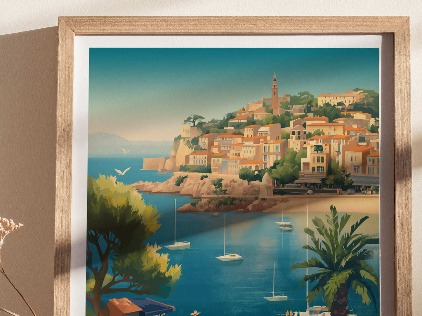 French Riviera Poster | France Travel Print Wall Art | Framed or Unframed