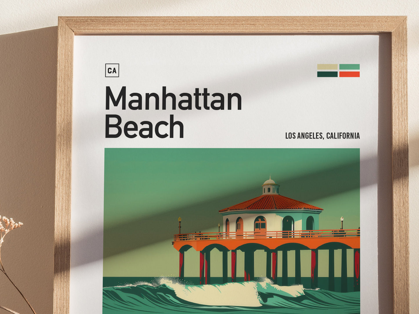 Manhattan Beach Pier Surf Spot Poster | California Surf Wall Art