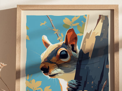 Tree Rat Poster | Urban Wildlife Squirrel Art | Funny Animal Wall Art