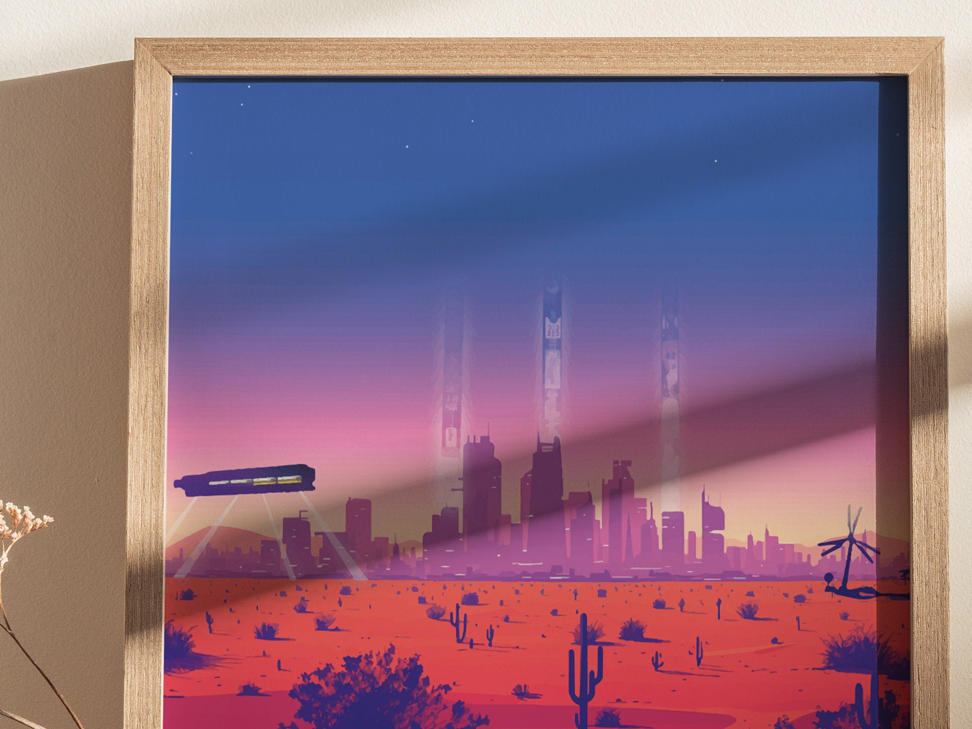 Badlands Cyberpunk Poster | Desert Landscape Gamer Wall Art | Framed or Unframed