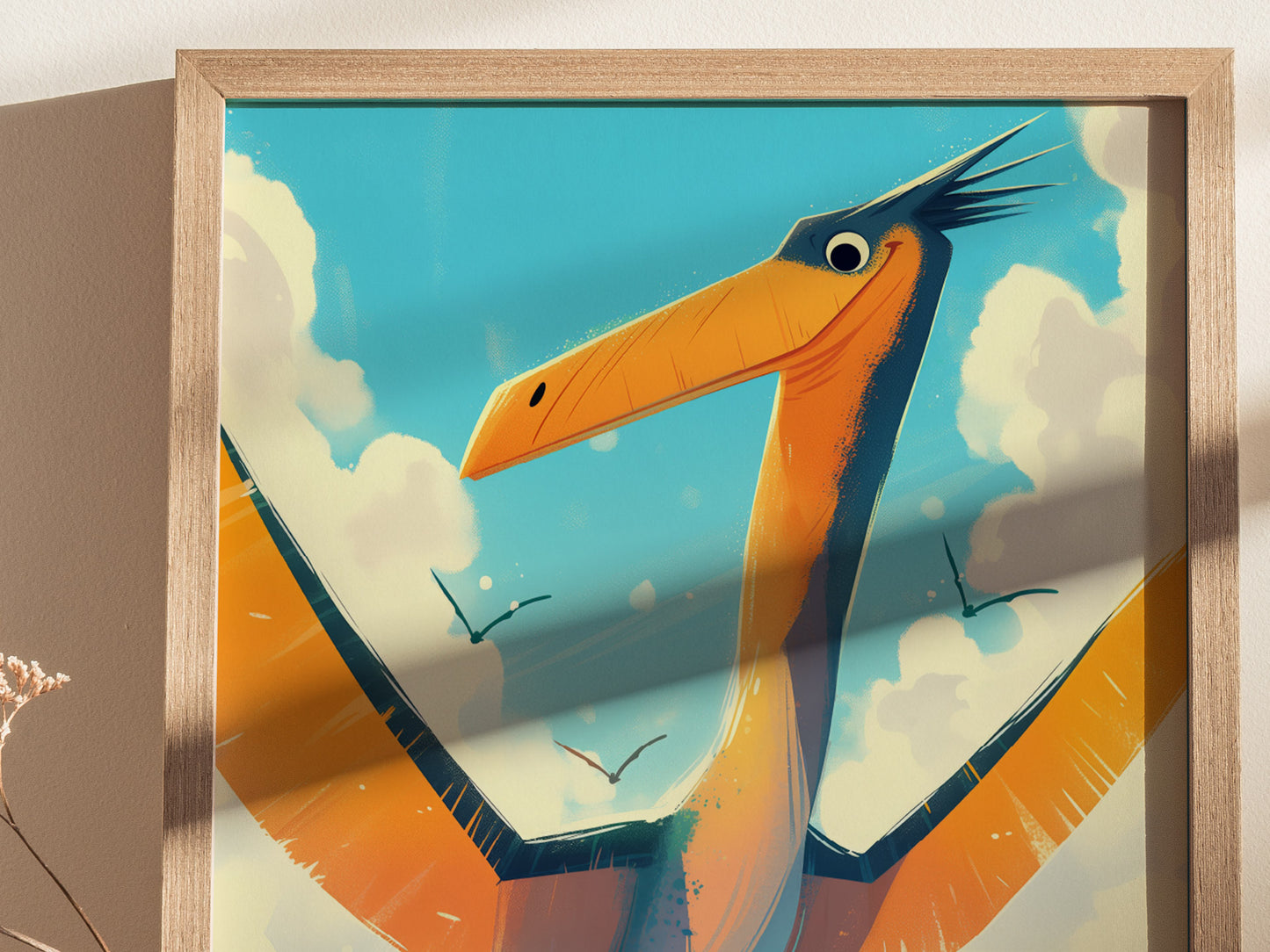Pterodactyl Poster | Dinosaur Kids Room Wall Art | Nursery Dino Print