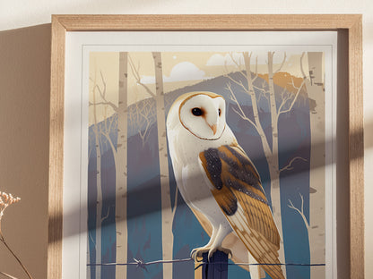 Barn Owl Audubon Print | Bird Lover Wildlife Wall Art | Framed or Unframed