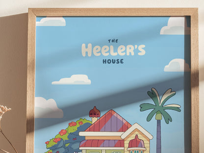 Bluey Heeler's House Poster | Kids Room Nursery Wall Art | Framed or Unframed