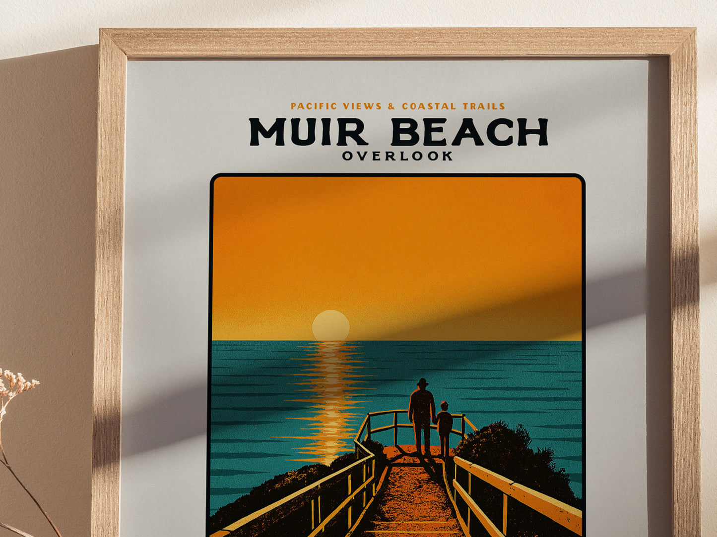 Muir Beach Overlook Poster | California Coastal Sunset Vintage Wall Art