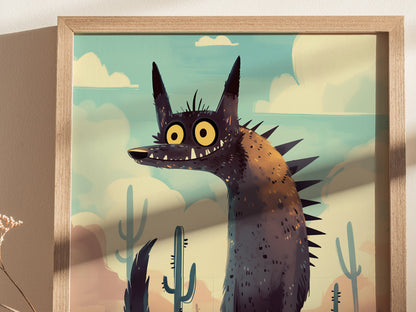 Chupacabra Cute Cryptids Poster | Kids Room Decor Wall Art | Framed or Unframed