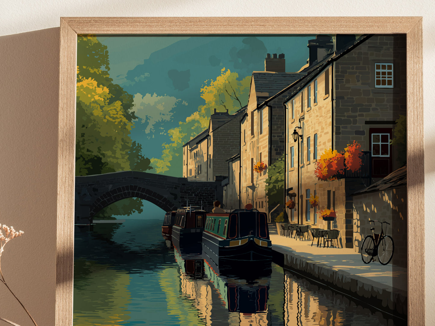 Hebden Bridge Poster | West Yorkshire England Canal Wall Art