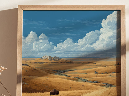 Grasslands National Park Poster | Canadian Bison Wall Art