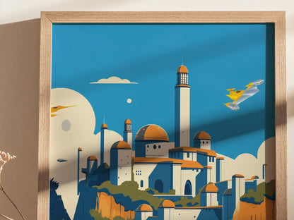 Star Wars Naboo Poster | Retro Sci-Fi Travel Wall Art