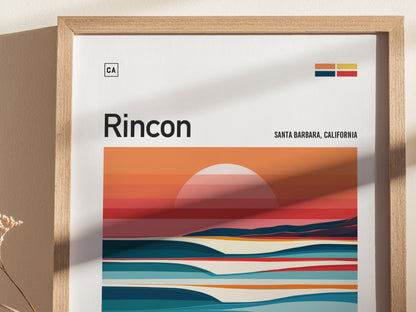 Rincon California Surf Poster | Santa Barbara Surfer Print