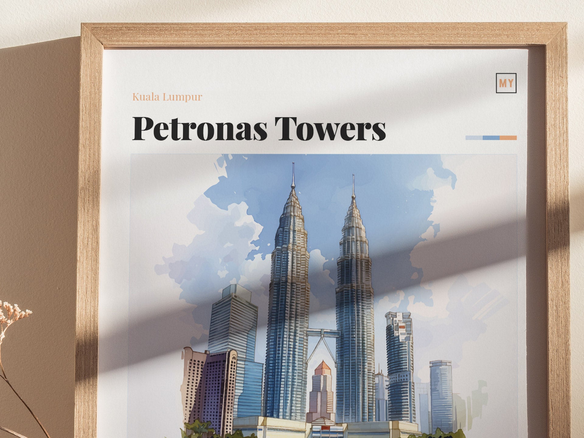 Kuala Lumpur Skyline Poster | Petronas Twin Towers Cityscape Wall Art
