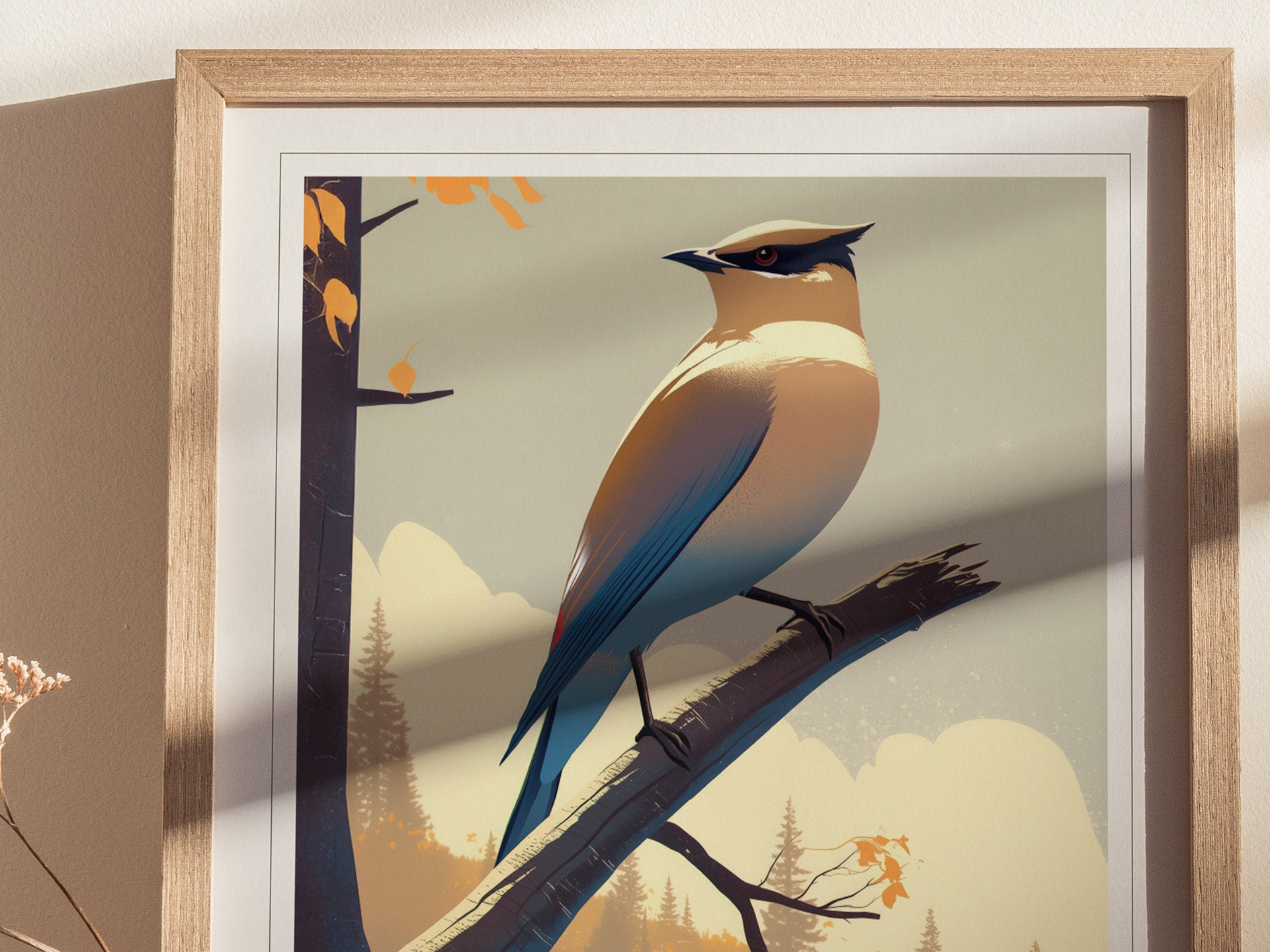 Cedar Waxwing Audubon Print | Bird Lover Modern Wall Art | Framed or Unframed