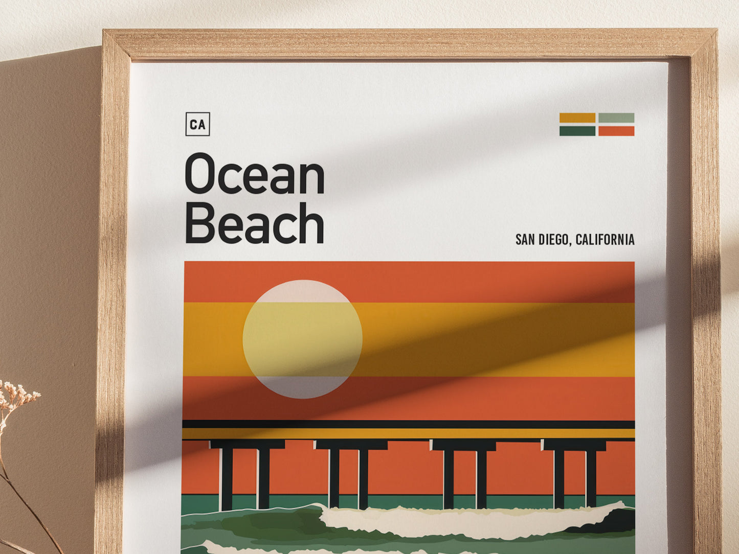 Ocean Beach San Diego Poster | OB Pier Surf Spot Wall Art Print