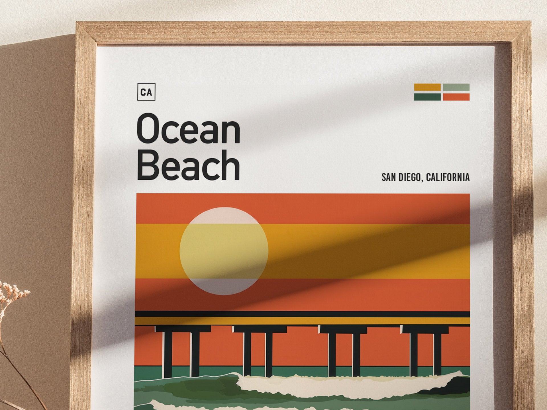 Ocean Beach San Diego Poster | OB Pier Surf Spot Wall Art Print