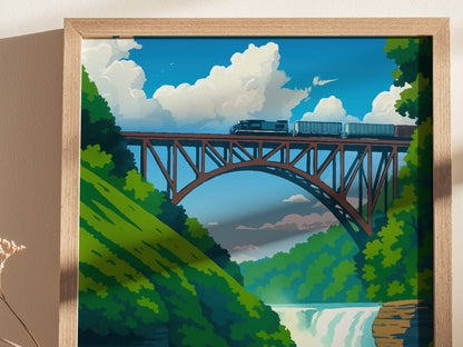 Letchworth State Park Poster | New York Travel Print Wall Art | Framed or Unframed