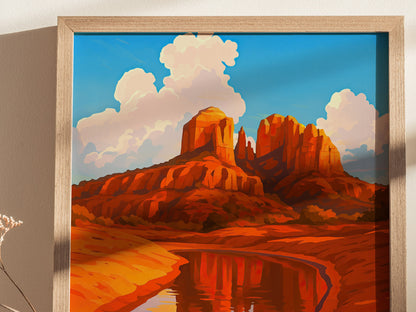 Sedona Arizona Poster | Red Rock Desert Art Southwest Travel Gift