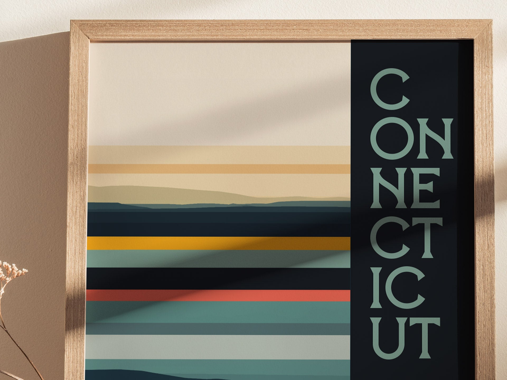 Connecticut Minimalist Design Poster | Abstract US State Wall Art | Framed or Unframed